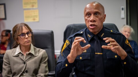 Bridgeport Police Chief Roderick Porter at a meeting of the city council’s Joint Committee on Contracts and Public Safety and Transportation to discuss a potential contract with the drone company Flock Safety on January 13, 2026.