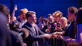 State Rep. James Talarico, D-Austin, greets attendees at his election watch party just after midnight on March 4, 2026.