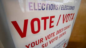 Vote sign on the wall of a public library in Tucson, Arizona