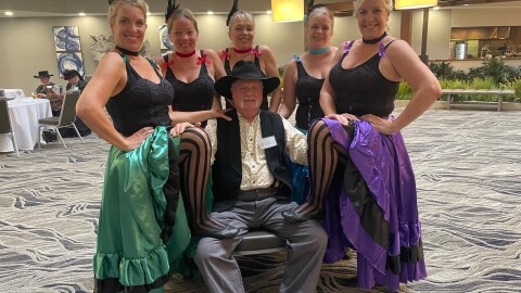 Can-can dancers at a past national convention of the National Congress of Old West Shootists, which returns this weekend to the Doubletree by Hilton hotel, 111 E. 2nd St., Davenport.