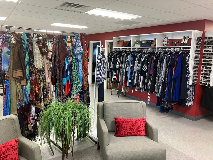 Some of the tremendous variety of women's outfits that are available free of charge at Dress for Success QC, 423 E. 32nd St., Davenport.