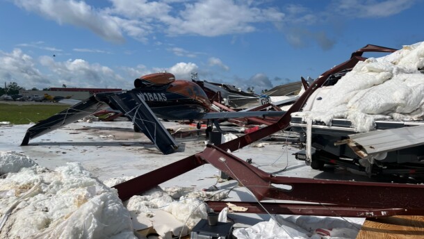 Friday's tornadoes destroyed hangars at the London-Corbin Airport.