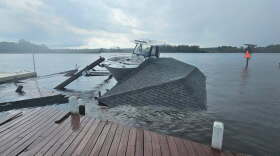 Strong wind gusts in Onslow County collapsed a boat dock on Sunday.