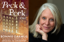 The cover of "Peck & Peck" beside author Bonnie Garmus. (Courtesy of Bonnie Garmus)