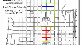 As seen in this map, numerous street closures accompany the LiveStrong Austin Marathon this weekend.