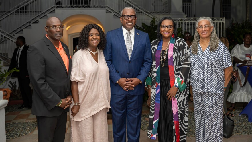 Pictured left to right: Senate President Novelle Francis Jr., Georgia State Sen. Tonya Anderson, Governor Albert Bryan Jr., Sen. Donna Frett-Gregory, Sen. Marise James