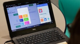Tulsa Union 6th grader Malachi demonstrates how to create a pass on the SmartPass system.