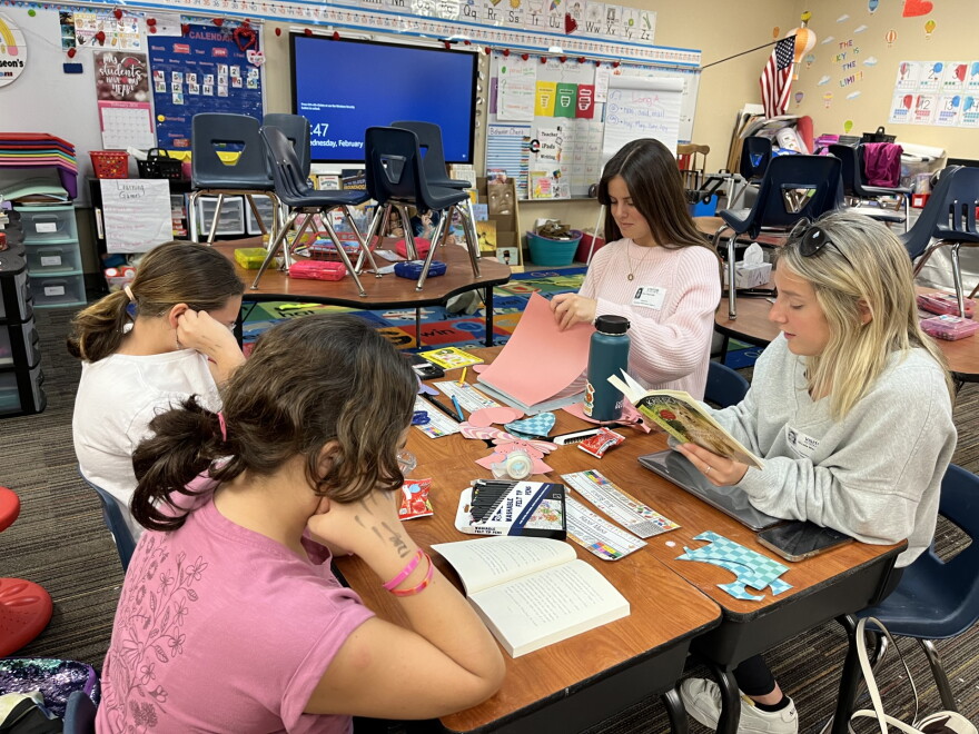 Two Rollins student teachers are paired with two to three Brookshire students. 