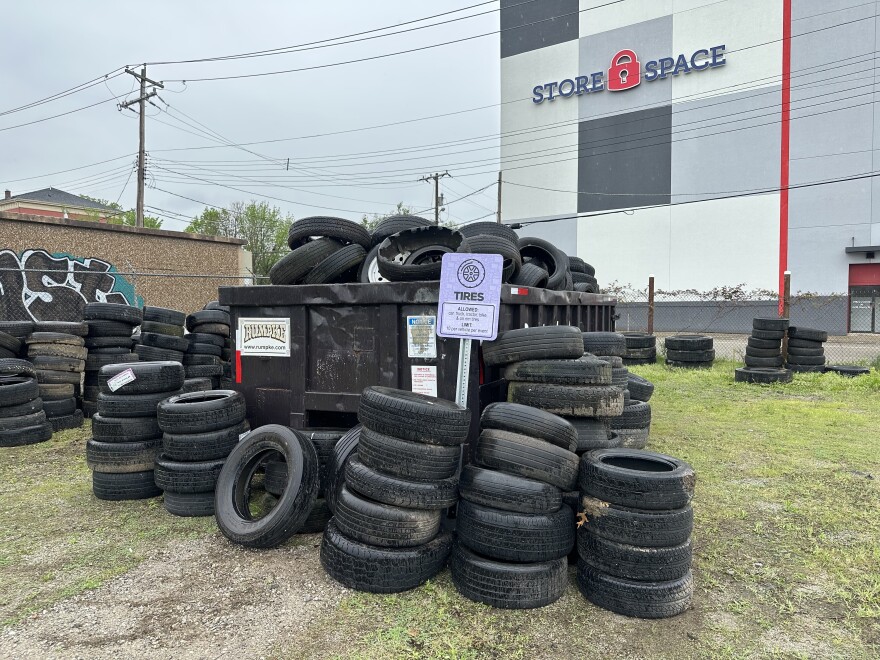 Tires collected during a Don't Dump the 'Nati event in 2025.