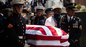 Lindsey Graham's casket is transported following a church service at First Baptist Church in Columbia. The casket was later taken to Pickens County for a burial.