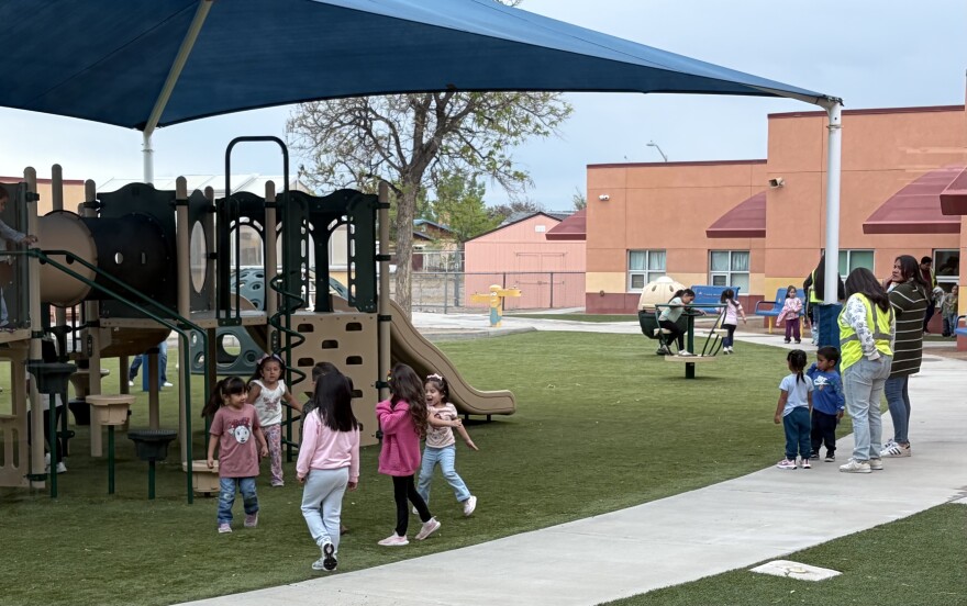Native children playing outside at the Iselta Head Start.