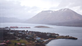 An aerial view of the village of Larsen Bay in December, 2019. (Photo by Kavitha George/KMXT)
