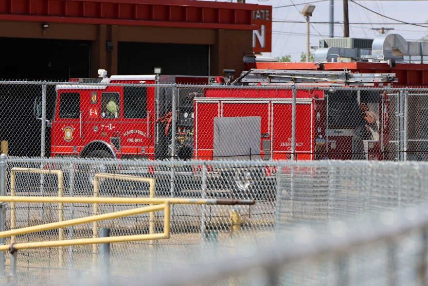 A AFR fire truck park at the nearby fire station