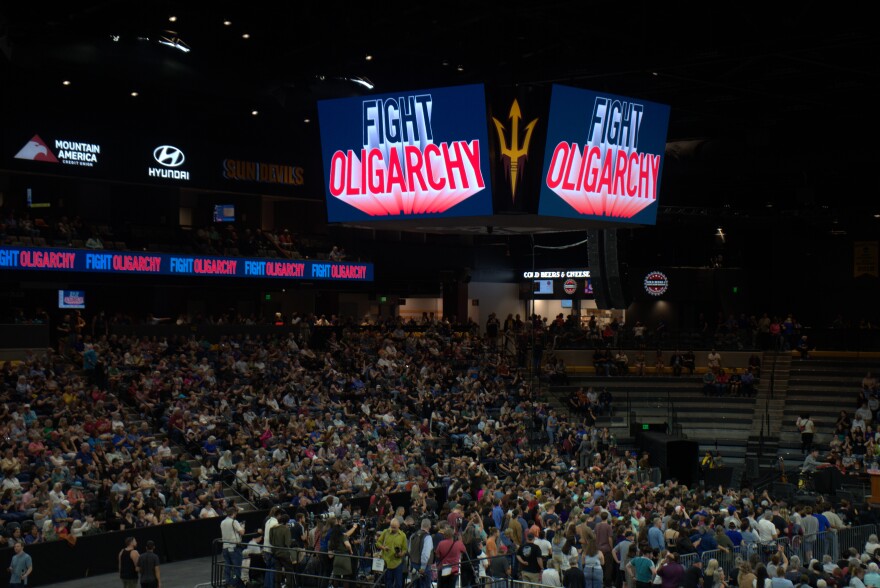 Inside Mullet Arena at the Fighting Oligarchy Tour.