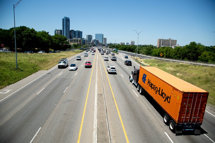 A view overlooking I-35 in downtown Austin