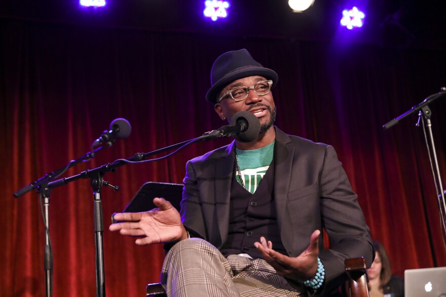 Taye Diggs appears on <em>Ask Me Another</em> at the Bell House in Brooklyn, New York.