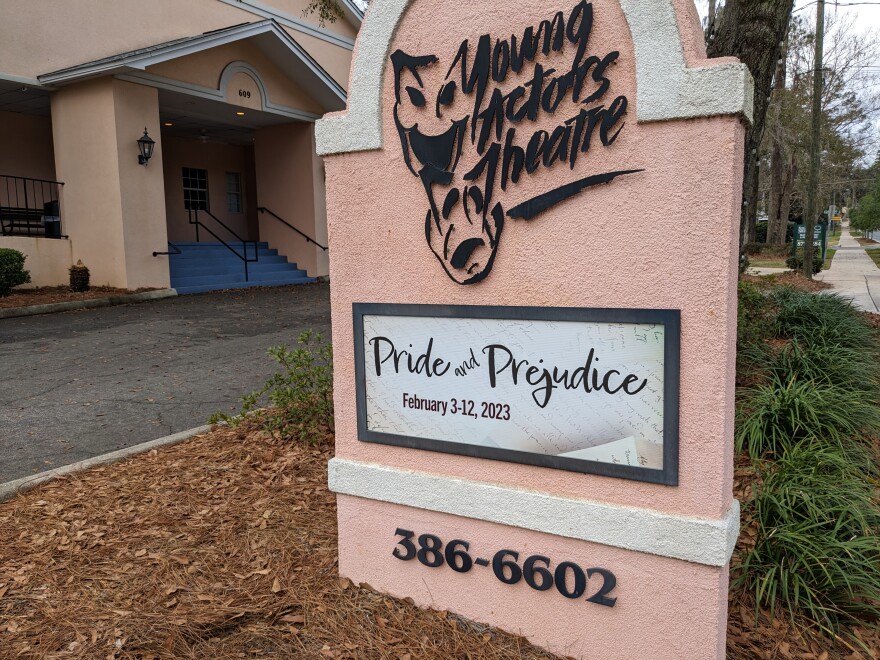 The sign in front of the Young Actors Theatre playhouse on Tallahassee's Glenview Drive