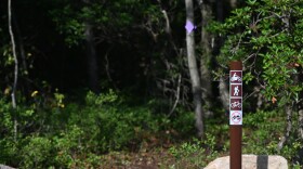 A trailhead signs marks the entrance to the Catawissa Recreation Area’s southern portion single-track riding trail. 