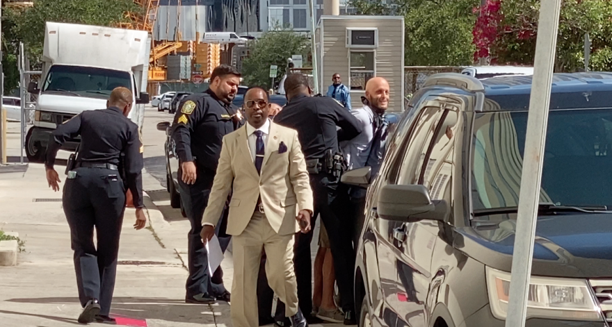 Miami-Dade schools police officers forcibly removed Caleb Freestone from the July 20, 2022 school board meeting. He was arrested and charged with disorderly conduct, trespassing after a warning and resisting arrest without violence.