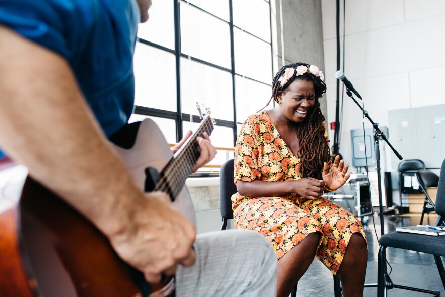 Vocalist Somi and guitarist Liberty Ellman practice at the Baryshnikov Arts Center.
