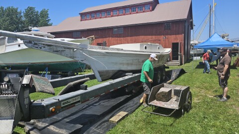 The Peregrine made its way home to the Richardson Maritime Museum in Cambridge.