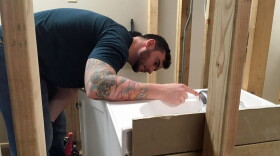 Markus Burns spent six years in the infantry and is training to become a plumber. (Blake Farmer/Nashville Public Radio)