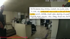 Body camera video depicts former Sangamon County Sheriff’s Deputy Sean Grayson seconds before he shot and killed Sonya Massey in her kitchen. Within that image, Grayson’s hand-written note shows his description of the encounter.