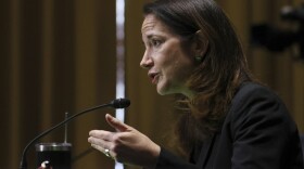 President-elect Joe Biden’s pick for national intelligence director Avril Haines speaks during a confirmation hearing before the Senate intelligence committee. (Joe Raedle/Pool via AP)