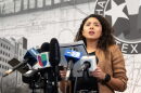 FILE: Harris County Judge Lina Hidalgo dismisses allegations of evidence tampering during a press conference on Nov. 10, 2023. 