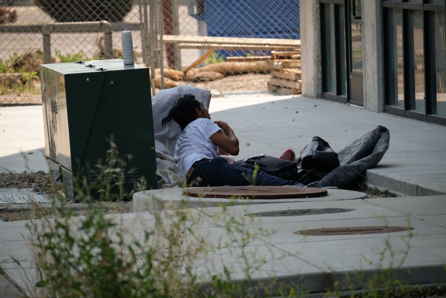 A person on the street near the Utah State Fairpark in Salt Lake City, July 30, 2024.