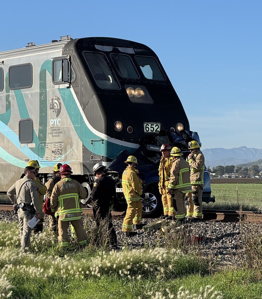 A collision involving a commuter train and a pickup truck left one person dead in Ventura County Thursday afternoon.