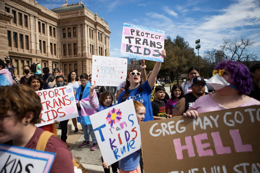 A rally in support of trans kids