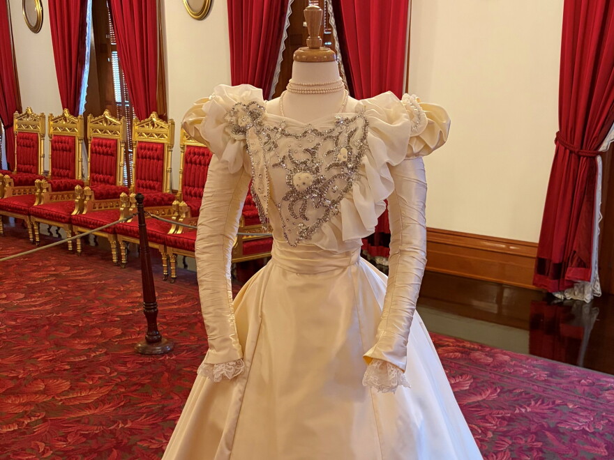 A reproduction of a ball gown worn by Princess Kaʻiulani, Hawaiʻi's last princess, was unveiled at ʻIolani Palace on Oct. 17, 2026.