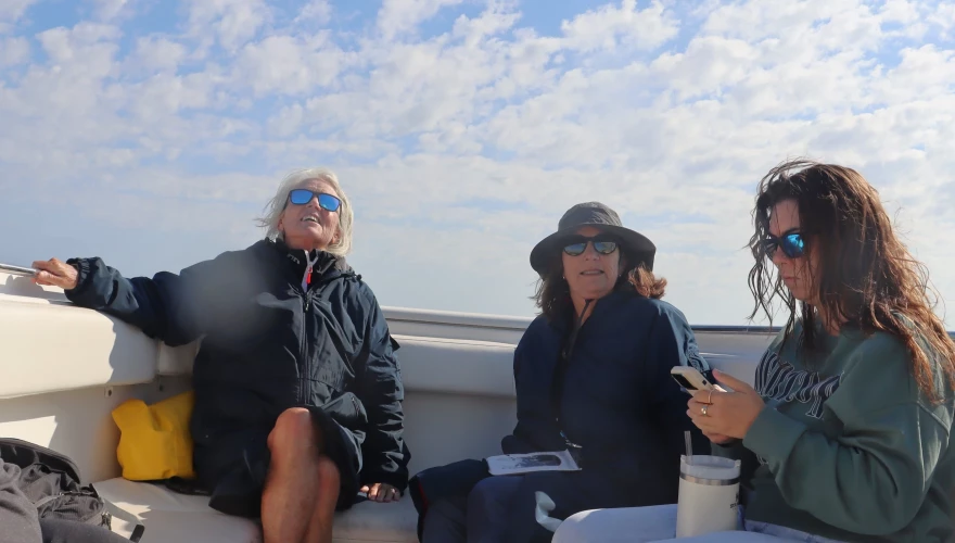 Passengers boarded a 35-foot fishing boat at Ryder's Cove in Chatham for a shark tour hosted by the Atlantic White Shark Conservancy, Sept. 12, 2025