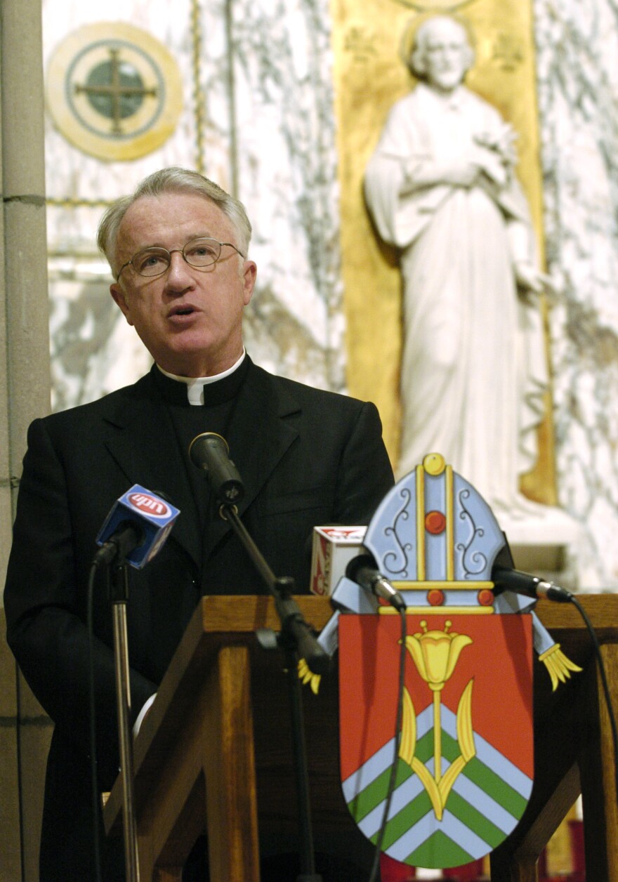 The Rev. Michael J. Bransfield addresses the media during a news conference announcing his appointment as bishop of the Wheeling-Charleston diocese, Thursday, Dec. 9, 2004.