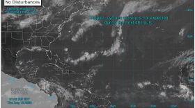 A tropical weather outlook on Tuesday shows no activity  expected for at least 48 hours. Residents along the Texas coast are advised to stay alert as hurricane season begins to enter peak acitivity.