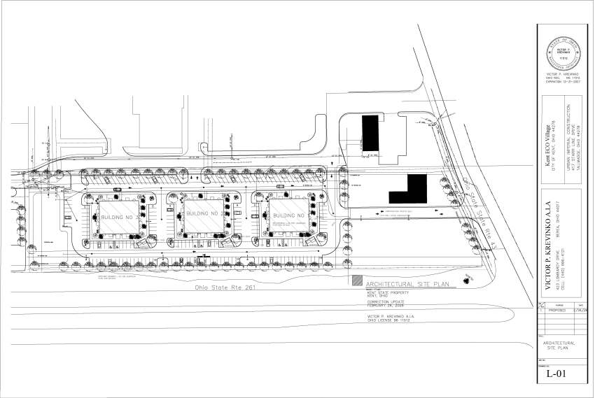 Site plans for "eco-village" in the city of Kent. 