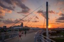 The Bob Kerrey Pedestrian Bridge, which stretches across the Missouri River, is one of the most popular attractions in Omaha, Nebraska.