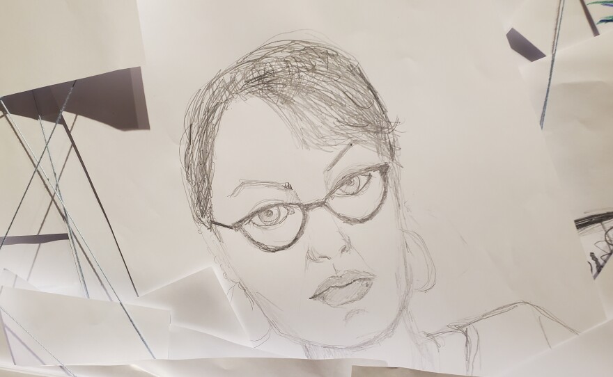 Attendees at the Latino Arts Festival at the Springfield Museums on Sept. 6, 2024 were encouraged to draw their own self-portrait in the Frida Kahlo arts exhibit. 