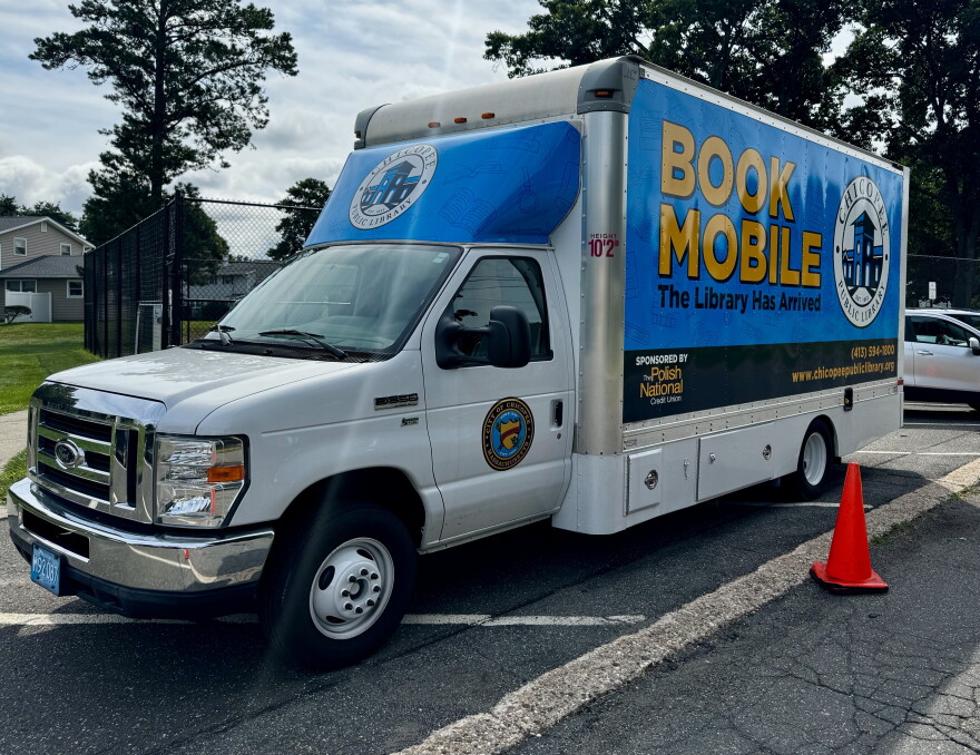 The Chicopee Public Library’s bookmobile during at stop at Doverbrook Condominiums.