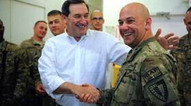 Sen. Joe Donnelly with U.S. Military members in Afghanistan.