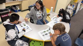 Students at Port Salerno Elementary's Summer Reading Camp work together in small groups to read and discuss animal coverings and their role in protecting animals from predators and environmental challenges.