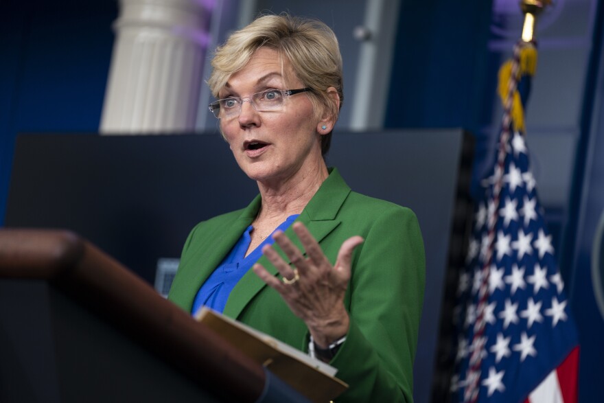 FILE - In this May 11, 2021 file photo Energy Secretary Jennifer Granholm speaks during a press briefing at the White House in Washington. Granholm testified Thursday, June 24, 2021, before a U.S. Senate committee that as long as nuclear weapons exist, the U.S. must maintain the effectiveness of its arsenal. (AP Photo/Evan Vucci, File)