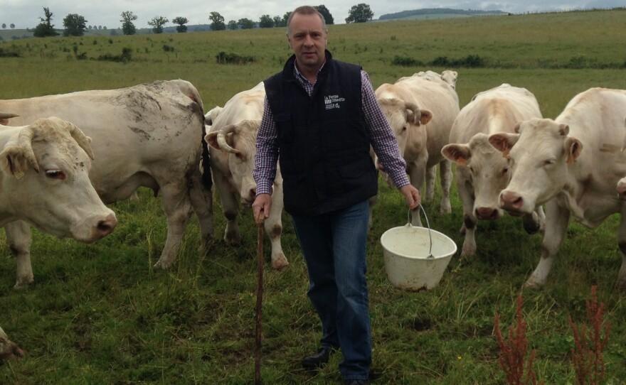 Most American beef is banned in Europe because most U.S. cattle are raised on genetically modified food. French farmer Michel Baudot has about 500 head of cattle in the Burgundy region and says he believes those rules should remain in place.