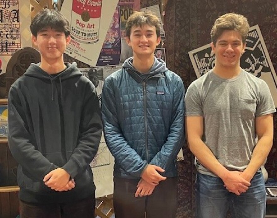 Gonzaga Orchestra Young Artists' Competition winners Ritchie Fu, Ray Womack and Cole Merrill