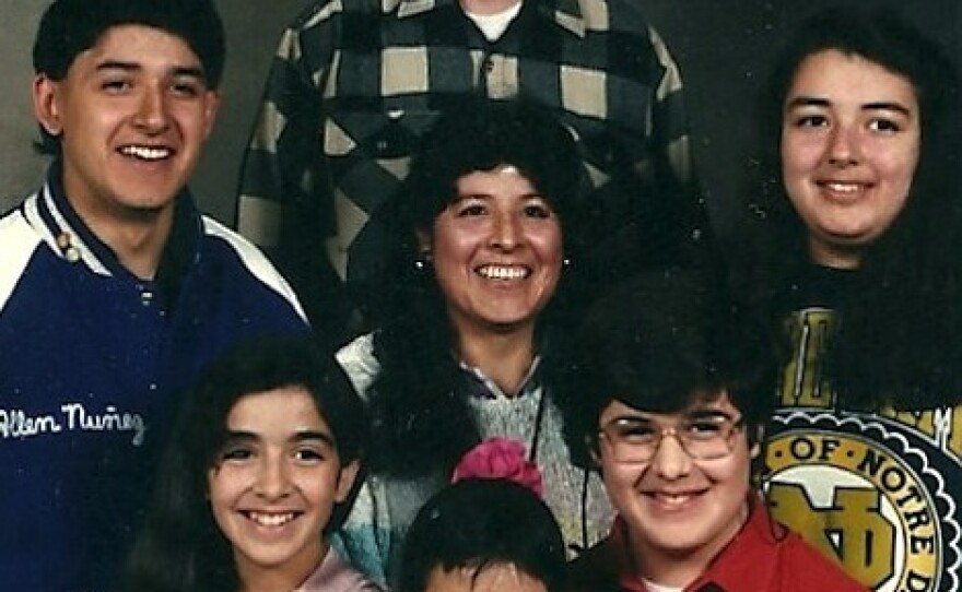 Allen Nunez Wickham (far left) with his family in the early 1990s. His grandmother chose not to teach his father Spanish, and Nunez Wickham also never learned.