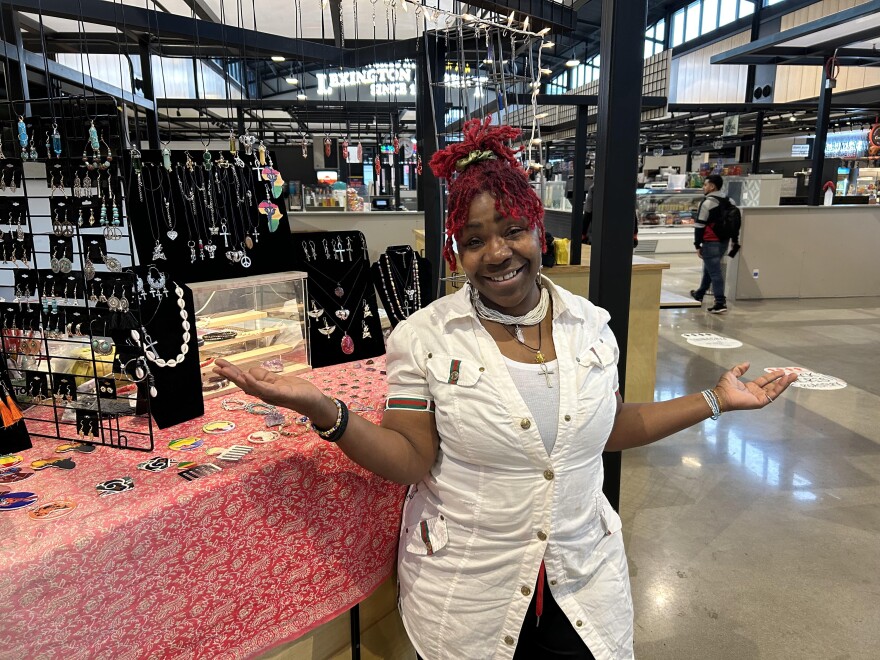 Shantel Faulker has sold and repaired jewelry at Lexington Market for 17 years.