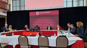 The Indiana University Board of Trustees meeting June 12, 2025, in the Henke Hall of Champions.