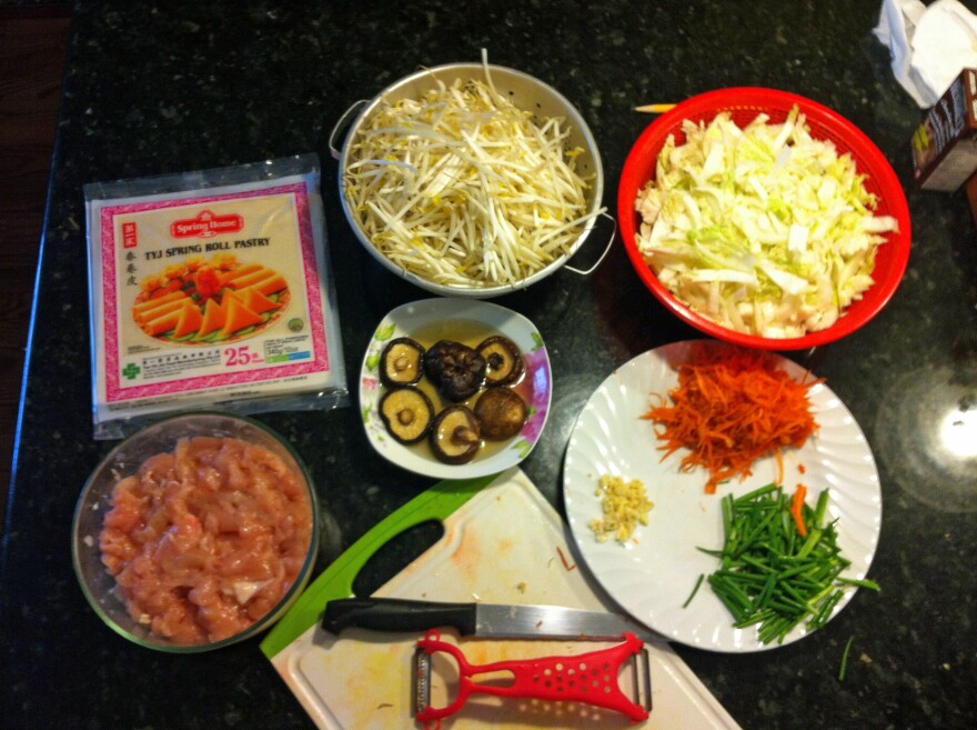 Ingredients for Vijay's spring rolls recipe.