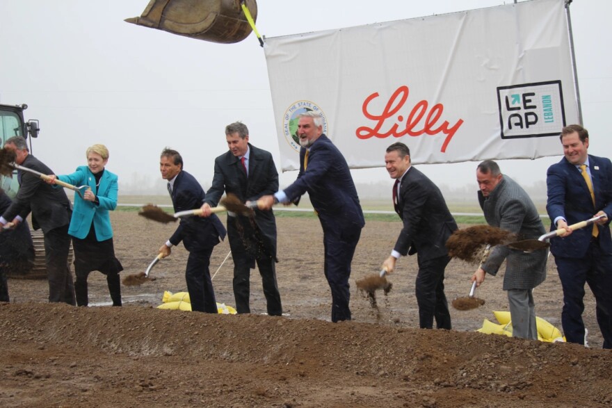 Officials break ground on a new $3.7 billion facility for Eli Lilly Monday. Officials hope the facility will be one of many at a tech and industrial “mega site” in Boone County.
